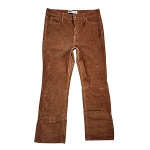Old Navy Womens Velour Flare Ankle Pants Size 12 Brown High Rise Stretch